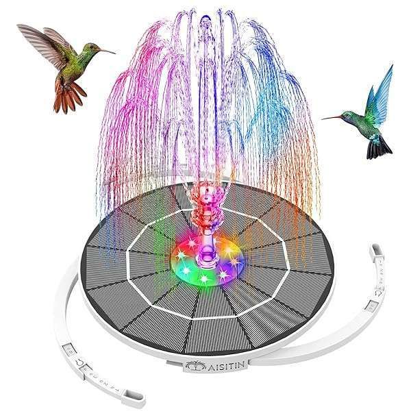 Upgrade Your Garden with AISITIN 3.5W Solar Fountain: 6 Nozzles & 3000mAh Pump for Birdbaths & Pools