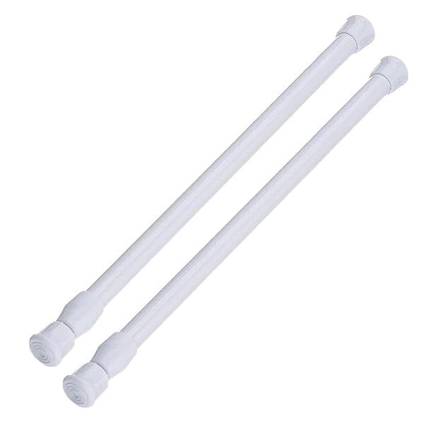"Buy AIZESI Spring Tension Curtain Rods - 16" to 28" Adjustable White Rods (2 Pcs) for Easy Window Styling"