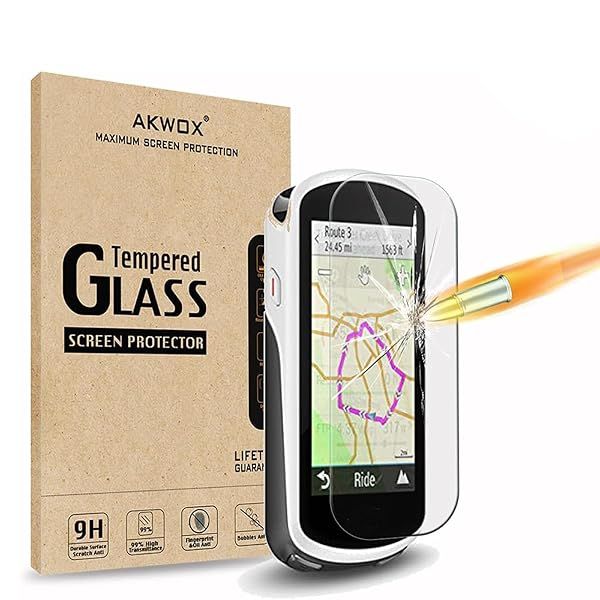 AKWOX Tempered Glass Screen Protector for Garmin Edge 1030 - Pack of 4, 0.3mm 9H Scratch-Resistant Protection