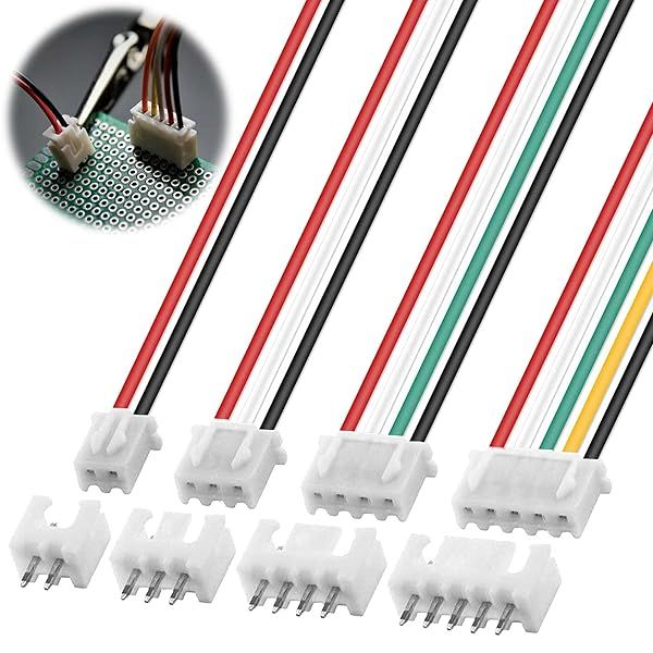 ALAMSCN 30 Pairs JST-XH Connector Kit - 2.54mm Male/Female Adapters with 150mm 24AWG Flat Wire Cable