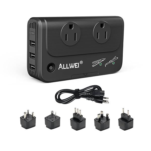 ALLWEI Travel Voltage Converter 220V to 110V Power International Travel Adapter for Hair Straightener Curling Iron, Universal Power Plug Adapter UK,