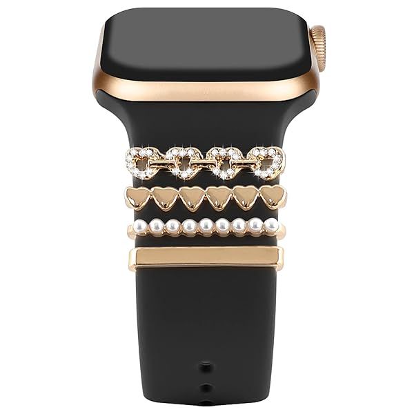 ALMNVO Bling Diamond Charms for Apple Watch Bands Charms 46mm 45mm 44mm 42mm 41mm 40mm 38mm 49mm,Sparkle Metal Sliding Decorative Rings for iWatch
