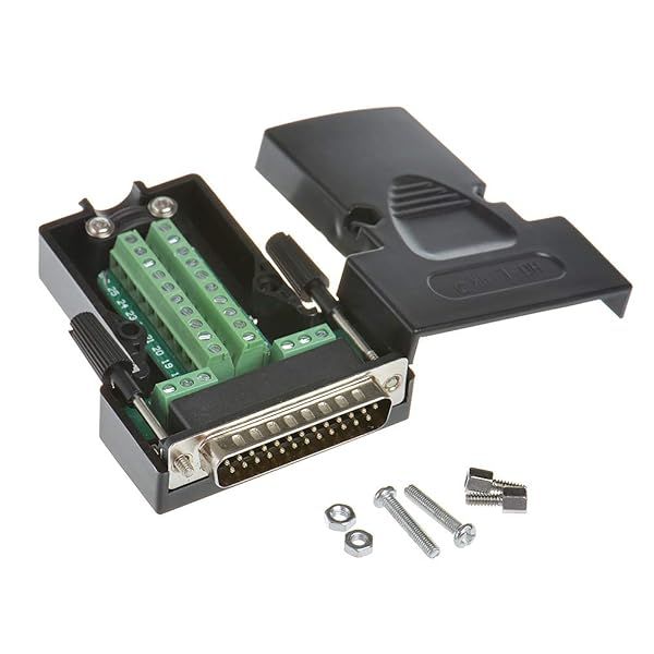 ANMBEST DB25 Solderless RS232 Male Adapter Connector Breakout Board with Case & Bolts