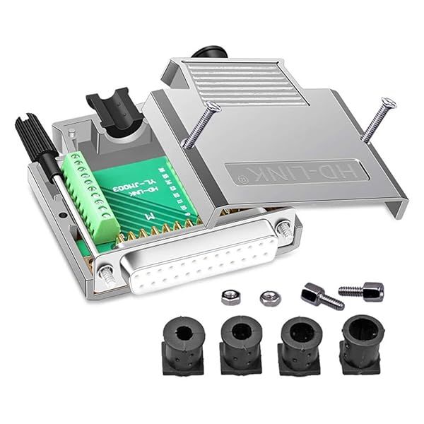 ANMBEST DB25 Breakout Connector: Solderless RS232 D-SUB 25-Pin Female Adapter with Metal Shell & Case
