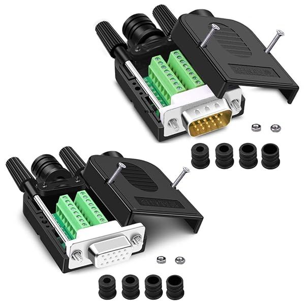ANMBEST VGA Solderless Quick Connector: 16mm DB15 3Row Adapter for VGA 3+7/3+6/3+4/3+2 (Male+Female) - Fast & Easy Setup