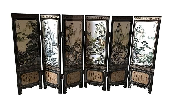 APERFECT Mini Folding Screen: Elegant 6 Panel Divider & Feng Shui Decor for Home & Business Gifts