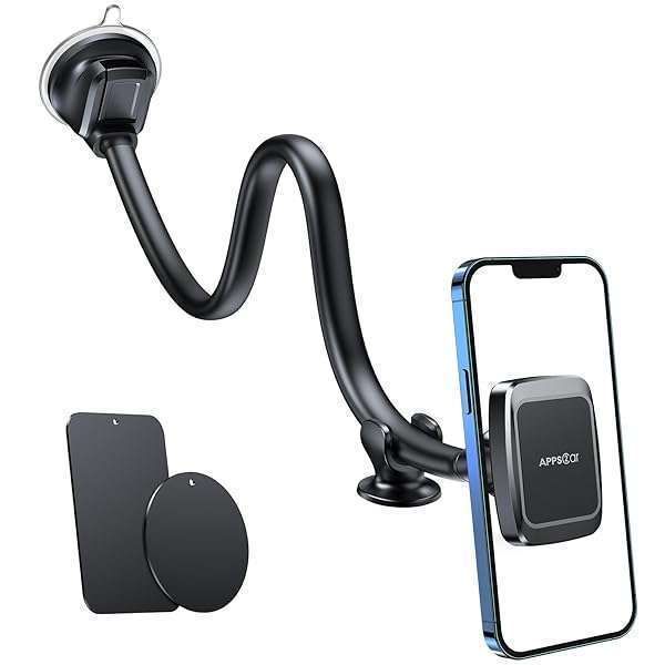 APPS2Car Magnetic Phone Holder Mount: 13-Inch Flexible Arm & 6 Strong Magnets for Cars & Trucks