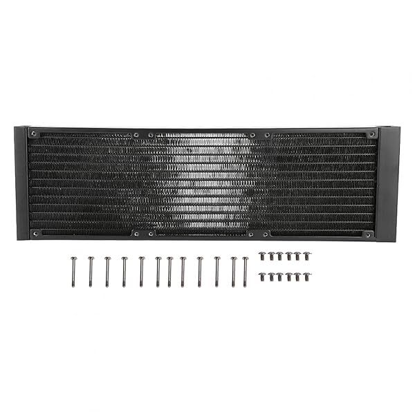 ASHATA 360mm Water Cooling Radiator - Aluminium Heat Exchanger for PC | Efficient 12 Tubes Cooler
