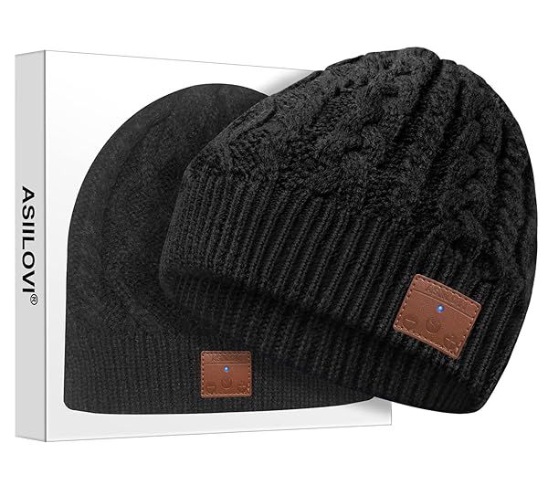 ASIILOVI Bluetooth Beanie: Cozy Double-Layer Hat for Men, Women & Teens - Perfect Christmas Gift with 20hrs Playtime!