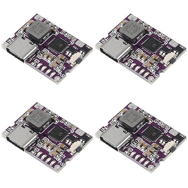 ATNSINC 4Pcs Type-C USB 5V 3.1A Boost Converter Step-Up Power Module IP5310 Mobile Power Bank Accessories with Switch LED Indicator (Type-C 3.1A)