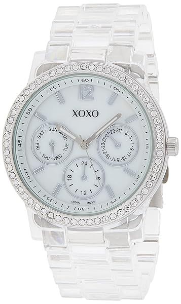 XOXO Women's XO5529 Clear Rhinestone Bracelet Watch with Silver Case