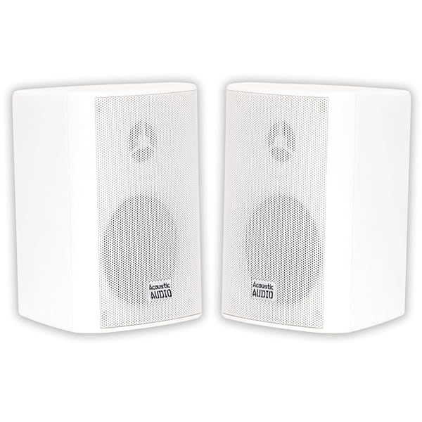 Acoustic Audio by Goldwood AA351W: High-Performance 500W Indoor/Outdoor Speakers with Powerful Bass (White, 1 Pair)