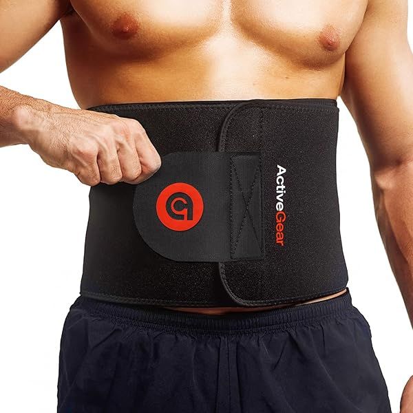 "ActiveGear Waist Trimmer Belt for Stomach & Back Support - Medium 8"x42" - Red | Boost Comfort & Fitness"