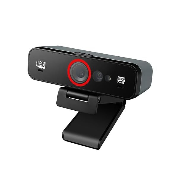 Adesso CyberTrack F1 1080P HD Webcam with Dual Microphone & Privacy Shutter for Windows Hello - Perfect for Desktop PCs