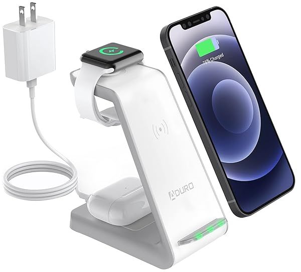Fast Qi Wireless Charging Station for Apple: Aduro PowerUp Trinity Pro 3-in-1 Dock for iPhone, iWatch & AirPods