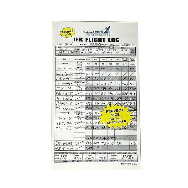 Advanced Pilot Products IFR Flight Log Pad for Efficient Flight Planning and Record Keeping