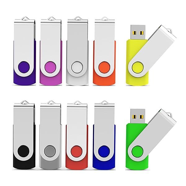 Aiibe 10 Pack 64GB USB Flash Drives in Mixed Colors for Fast Data Storage and Transfer