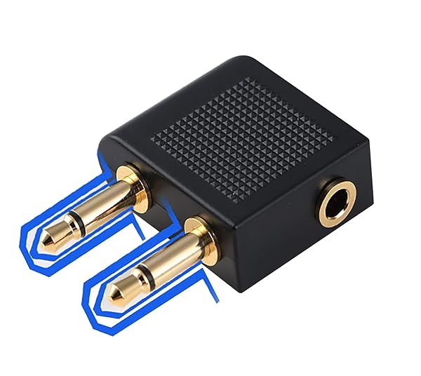 Airplane Headphone Adapter,Airfly Pro Plug,3.5mm Dual Stereo Jack Male to Female Airline Headset Adapter Flight Audio Conversion Plug Compatible with