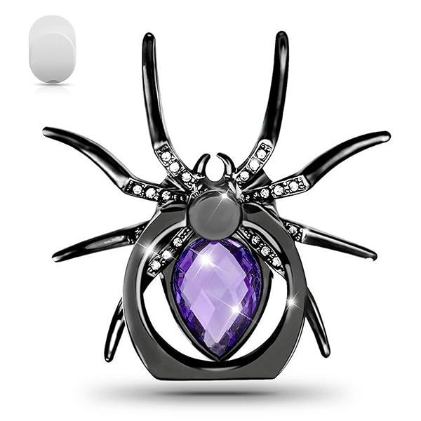 Allengel Spider Phone Ring Holder - Rhinestone Finger Grip Kickstand for All Smartphones (Purple)