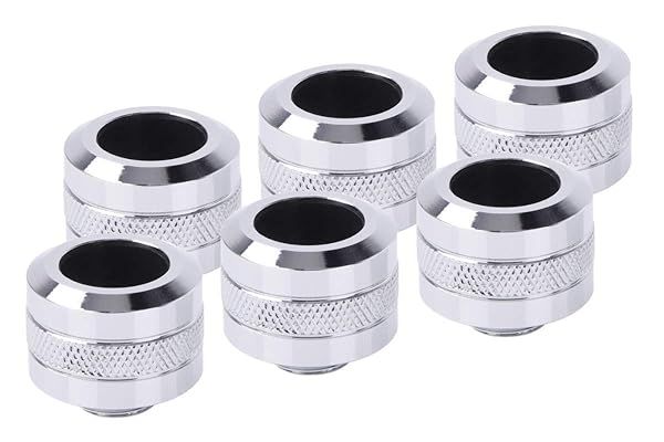 "Alphacool Eiszapfen PRO HardTube G1/4" Fittings - 16mm OD Chrome, 6-Pack for Ultimate Cooling"