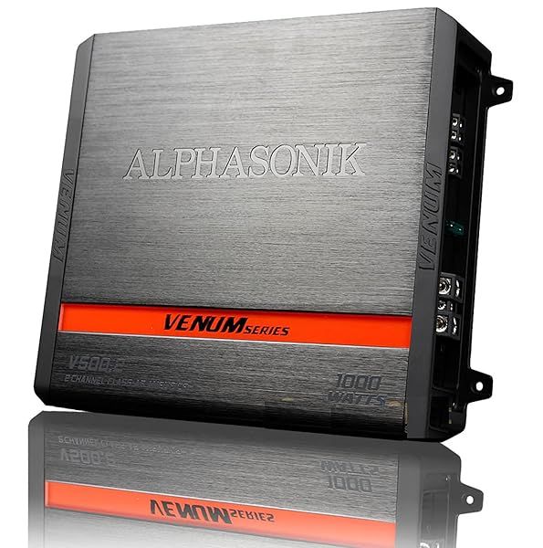 Alphasonik V500.2 Venum Series 1000 Watts Max 2-Channel Car Amplifier with Power Plant Chip and 4-Way Protection Circuitry