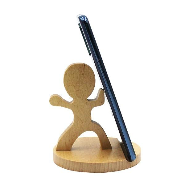 Amamcy Cute Boy Wooden Smartphone Desk Holder for All Mobile Phones Animal Phone Stand and Desk Ornament