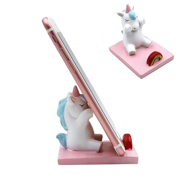 Amamcy Cute Unicorn Cellphone Holder Stand - Adorable Desk Ornament for All Smartphones