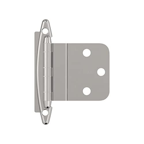"Amerock 3/8" Inset Cabinet Hinge - Polished Chrome, Non Self-Closing, Face Mount - 2 Pack"