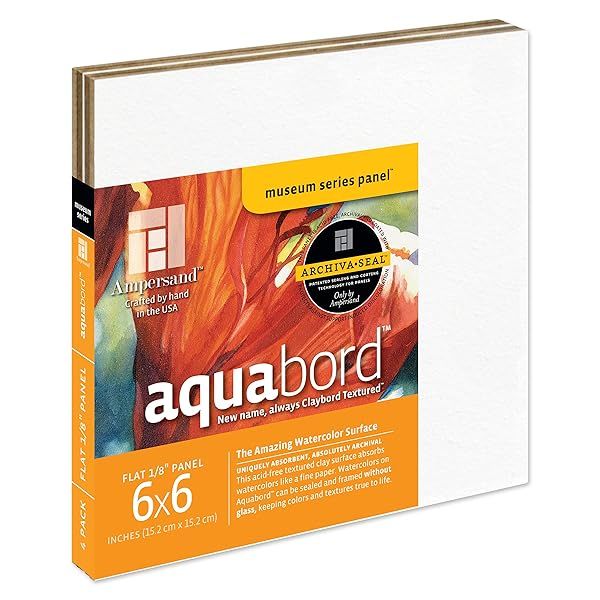 Buy Ampersand Aquabord Watercolor Painting Panels - Museum Series, 6x6 Inch, Pack of 4 | Perfect for Artists