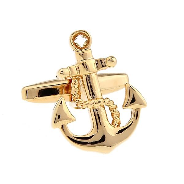 Gold Anchor Cufflinks for Navy Sailors | Stylish Rudder Fishing Boat Sea Accessories