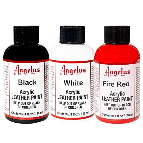 Angelus Acrylic Paint Set: 4 oz Black, White & Fire Red Trio for Vibrant Art Projects