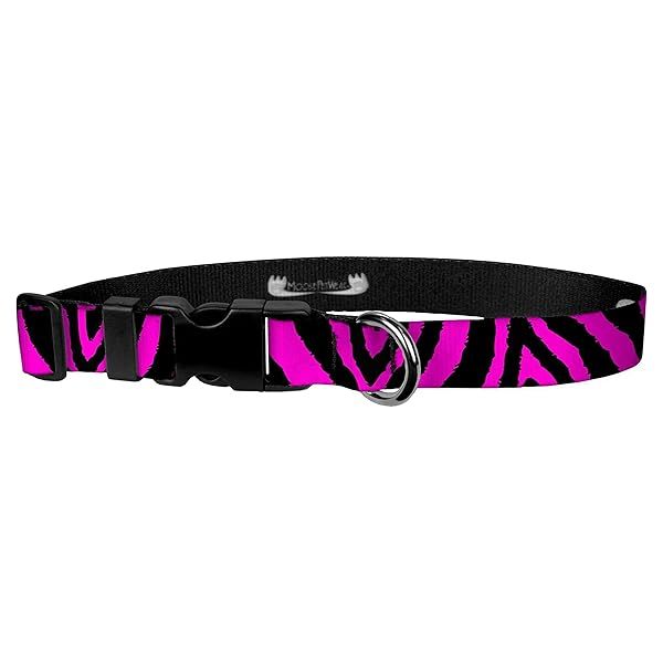 Cute Waterproof Zebra Print Dog Collar for Medium Dogs Adjustable 11.5 to 17.5 Inches