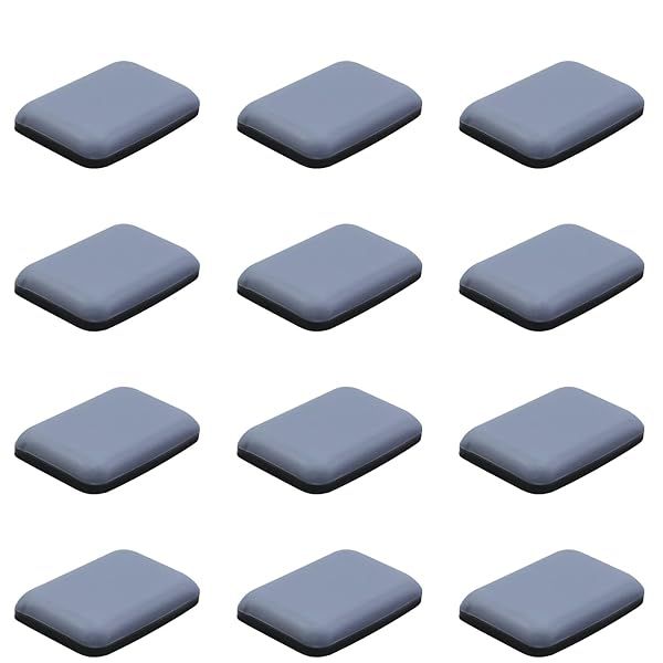 Antrader 12 Pack Rectangle Slider Pads for Furniture Moving Anti-Abrasion Floor Protectors 1-3/8 x 1 Inch Coasters