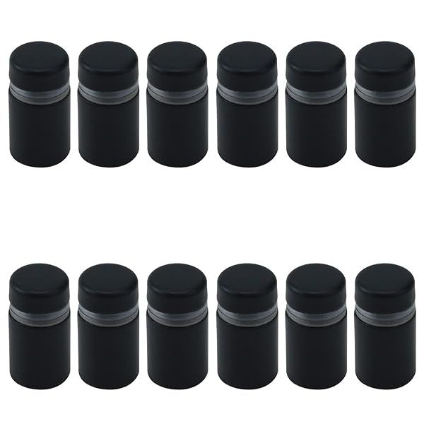 Antrader 12 Pack Stainless Steel Glass Standoff Wall Mount Holder Matte Black Sign Mounting Hardware 1/2 x 3/4 Inch