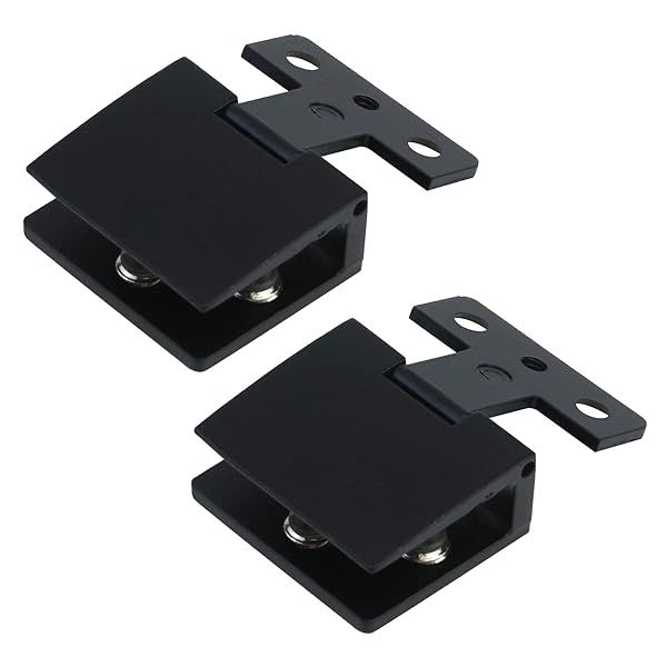 Antrader Glass Cabinet Door Hinges 2 Pcs Zinc Alloy Matte Black for Wine and Display Cabinets No Drill Hole