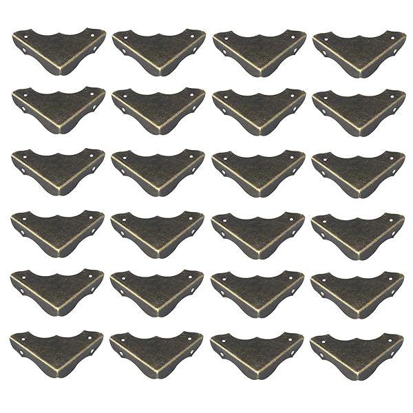 Antrader 24-Pack Metal Corner Guards for Cabinets and Gift Boxes Decorative Edge Covers Bronze Tone 1.5 x 1.5 x 0.35 Inches