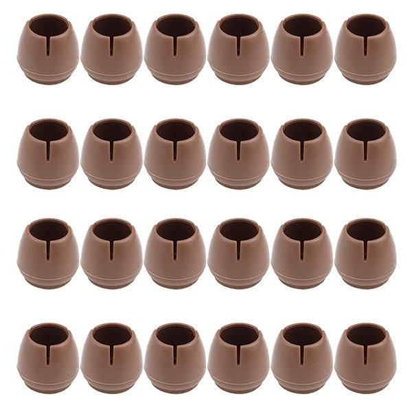 Antrader 24pcs Silicone Brown Furniture Pads Non-Slip Floor Protectors for Sofa Chair Table Leg Cap Round Diameter 1 to 1-3/16 Inch