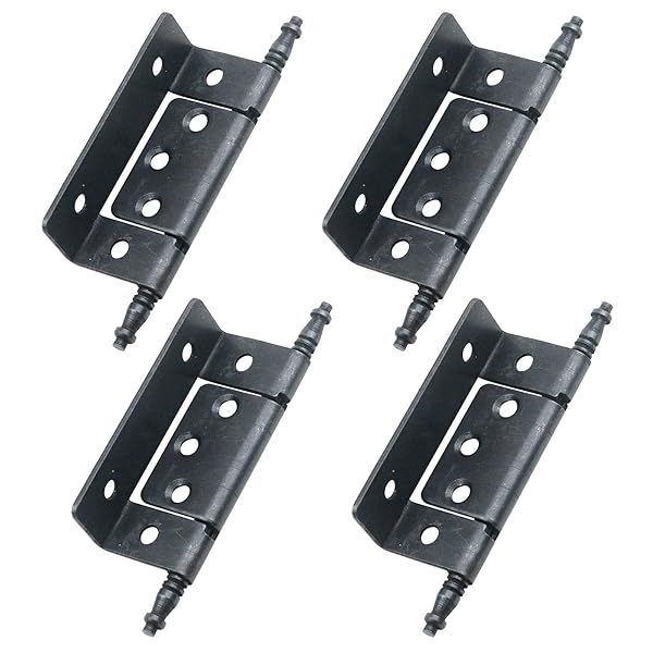 Antrader 2.75 Inch Full Inset Partial Wrap Long Axis Tip Hinge Vintage Black Cabinet Hinge 4 Pack for Furniture