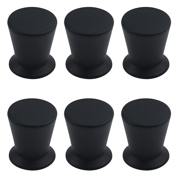 Antrader Matte Black Cabinet Knob 3/4in Round Drawer Pull Handle 6-Pack with Mounting Screws for Simple Home Upgrade