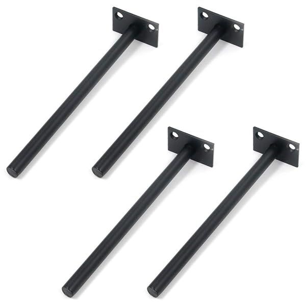 Antrader 4PCS Black Floating Shelf Brackets Heavy Duty Steel Wall Support with Screws and Wall Plugs 7.87 Inch Rod Length