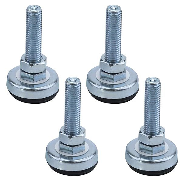 Antrader 4PCS M12 Adjustable Pole Leveling Feet Carbon Steel Shockproof 600 LB Capacity for Workbench Machine Cabinet Heavy Duty Use