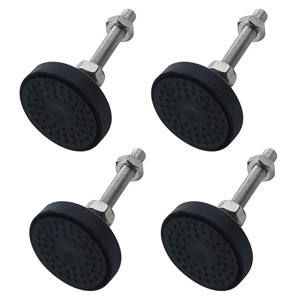 Antrader 4Pcs M8 Adjustable Foot Cups Reinforced Nylon Base 50mm Diameter Articulated Furniture Legs 84mm Leveling Feet