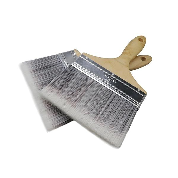 Antrader 6 Inch Wide Soft Tip Bristle Paint Brush Set 2 Piece Stain Varnish with Wood Handles