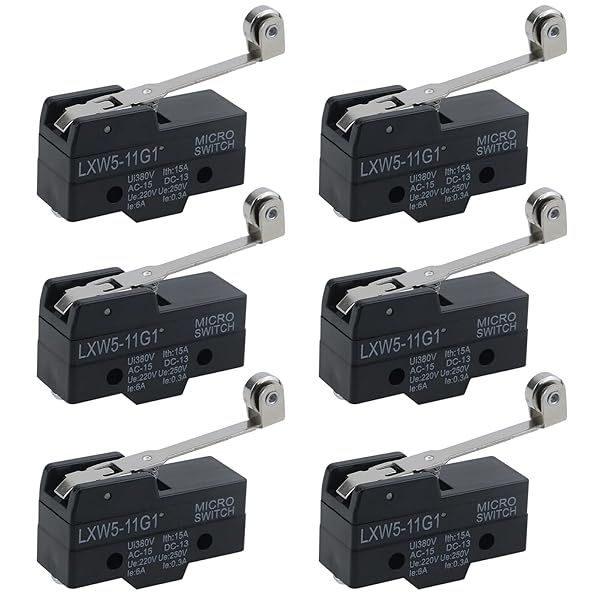 Antrader 6PCS LXW5-11G1 AC 380V DC 220V 10A Momentary SPDT Limit Switch Roller Lever Type for Reliable Performance