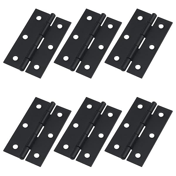 Antrader Black Folding Butt Hinge 2-2/5 Inch Pack of 6 for Cabinet Gate Closet Door Home Furniture Hardware