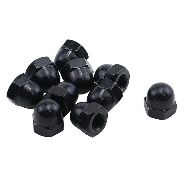 Antrader M10 Acorn Cap Black Zinc Hex Nuts 10-Pack Carbon Steel Decorative Dome Head