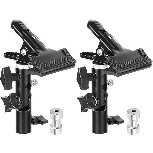 Anwenk Reflector Stand Holder Light Stand Bracket Mount Umbrella Bracket Photography Studio Heavy Duty Metal Clamp Holder 2 Pack