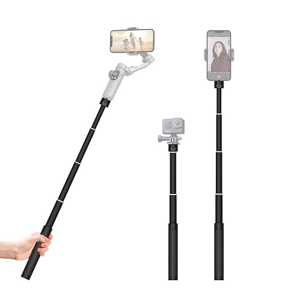 Aochuan E10 Adjustable Aluminum Extension Rod 28.7 Inch Selfie Stick for Gimbal Action Camera and Camera with 1/4 Inch Thread