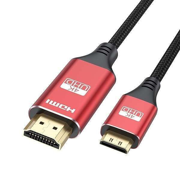 4K Mini HDMI to HDMI Cable 1FT - High Speed Braided Cord for Camera, Tablet, Laptop & HDTV - 60Hz, 2K, 3D Support