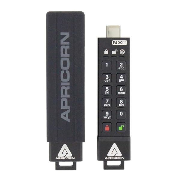 Apricorn 16GB Aegis Secure Key 3 NXC: FIPS 140-2 USB 3.2 Type C Flash Drive with 256-Bit Encryption
